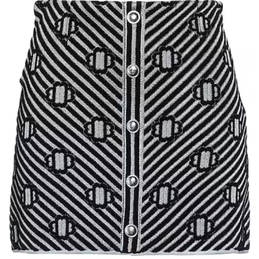 NWT Maje Black and White Embellished A-Line Mini Skirt - Picture 2 of 4